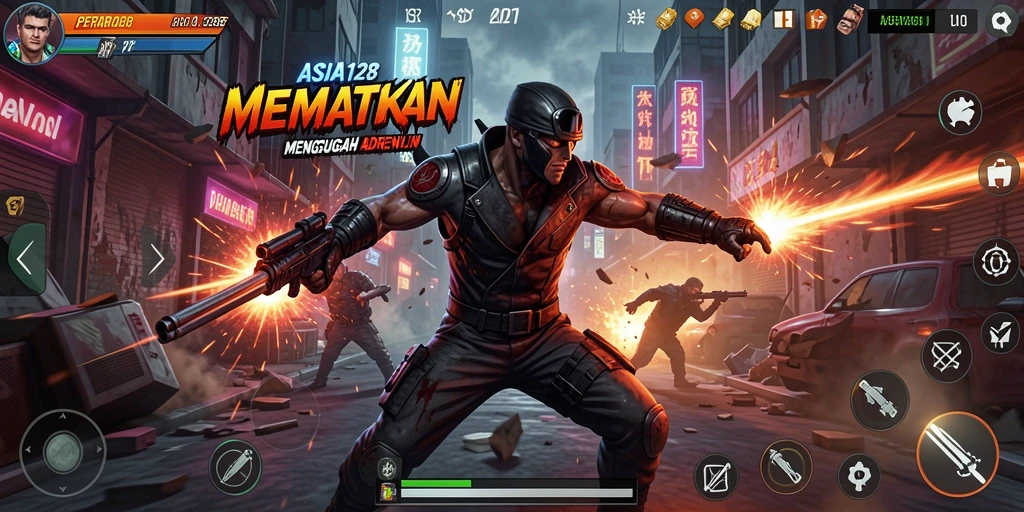 Tangkapan layar ASIA128 menampilkan aksi pertarungan yang intens.