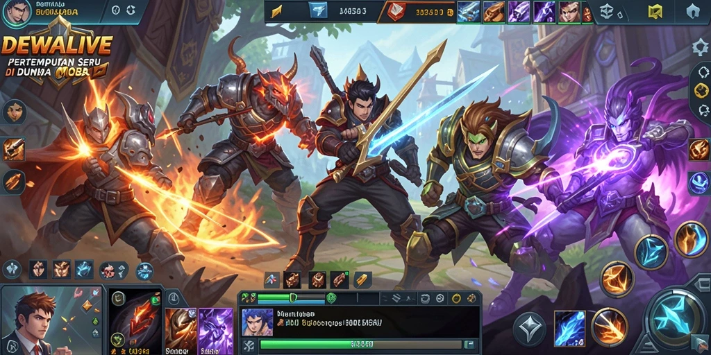 Screenshot DEWALIVE yang menampilkan aksi pertempuran seru antar hero.