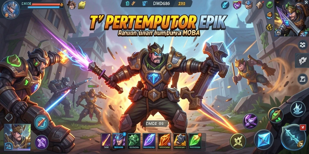 Gameplay DMD686 yang seru dan penuh aksi di arena pertempuran.