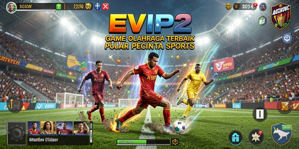 Tampilan screenshot utama EVIP2 yang menampilkan aksi olahraga seru.