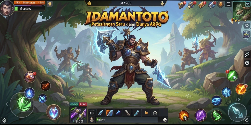 Screenshot gameplay ARPG IDAMANTOTO yang menunjukkan pertempuran seru.