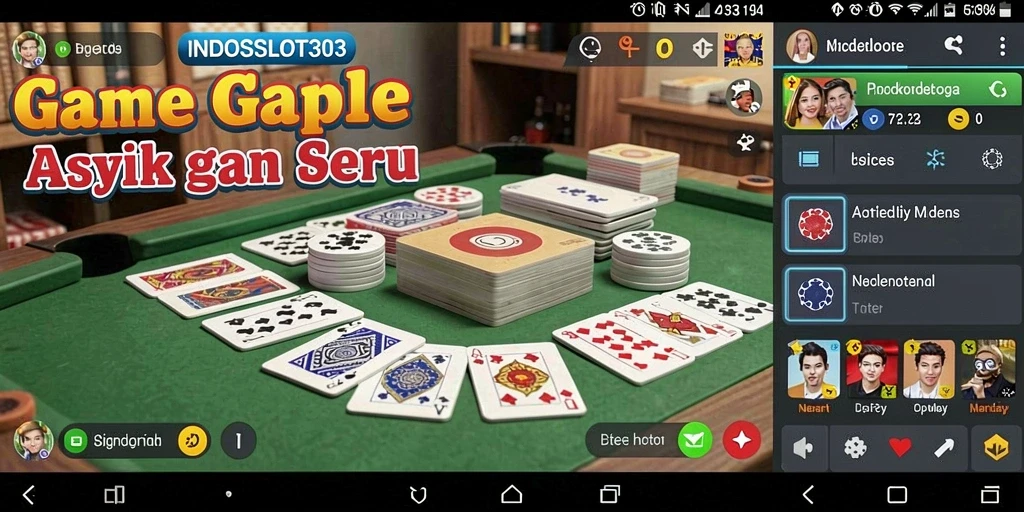 Screenshot gameplay INDOSLOT303 menampilkan suasana permainan Gaple yang seru.