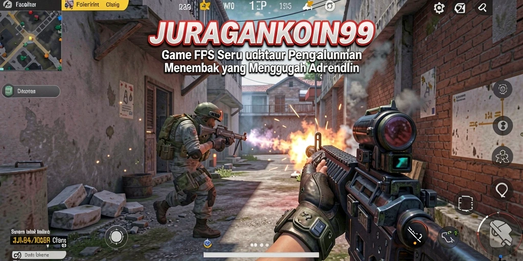 Tangkapan layar dari JURAGANKOIN99 menampilkan aksi tembak menembak yang intens.
