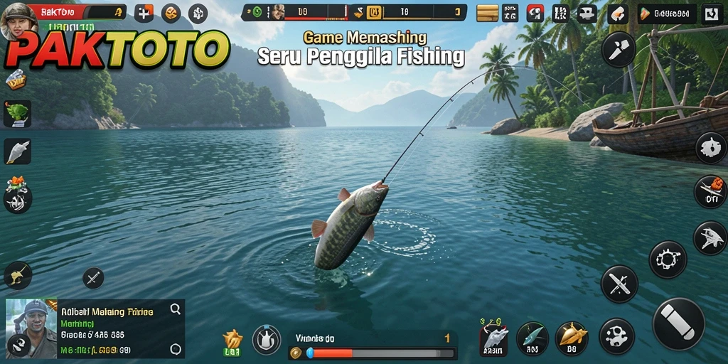 Screenshot gameplay PAKTOTO menampilkan aksi menangkap ikan.