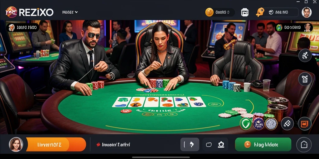 Tampilan gameplay live casino REZIXO dengan dealer profesional.
