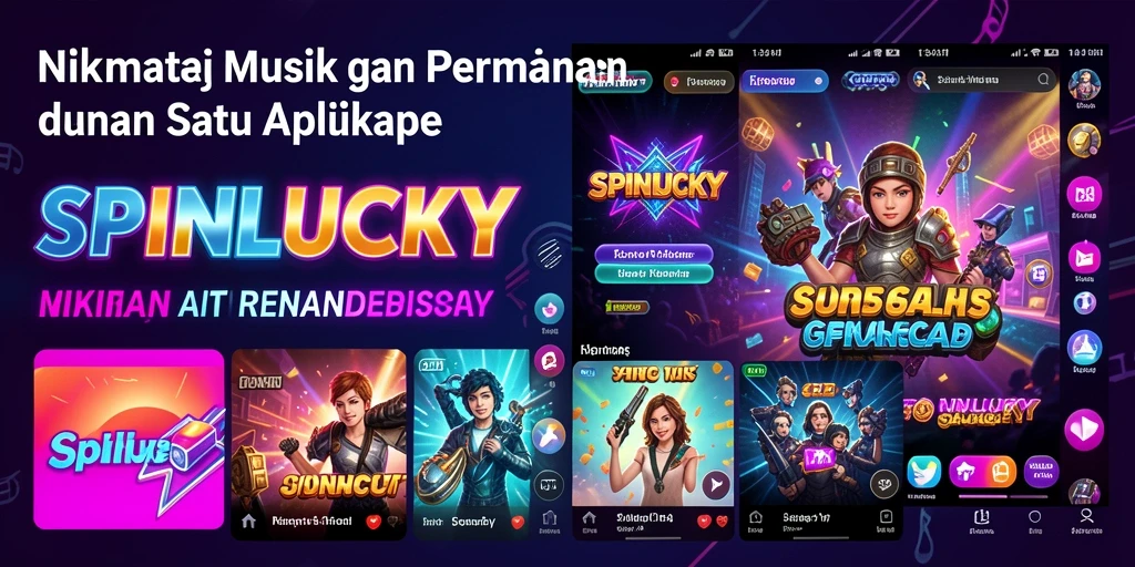Tampilan gameplay menarik dari SPINLUCKY dengan musik berirama.