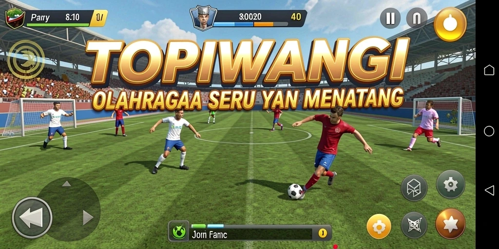 Tampilan gameplay seru dalam TOPIWANGI dengan aksi olahraga yang mendebarkan.