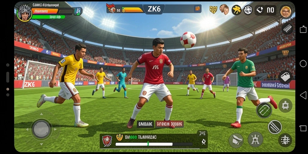 Screenshot gameplay ZK6 menampilkan aksi olahraga yang mendebarkan.